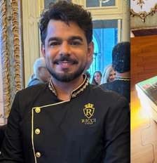 O chef brasileiro Márcio Ricci durante o lançamento de seu livro Raízes, na histórica Sala do Trono do Palácio Nacional de Queluz, em Portugal. A obra celebra seus 25 anos de carreira e os laços gastronômicos entre Brasil e Portugal. Foto: © Luciana Quaresma / RFI