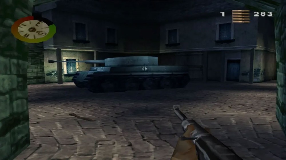 Medal of Honor era um dos poucos FPS do PlayStation (PSOne) e impressionava ao explorar a Segunda Guerra Mundial, pouco vista em games até então — Foto: Reprodução/DreamWorks Interactive