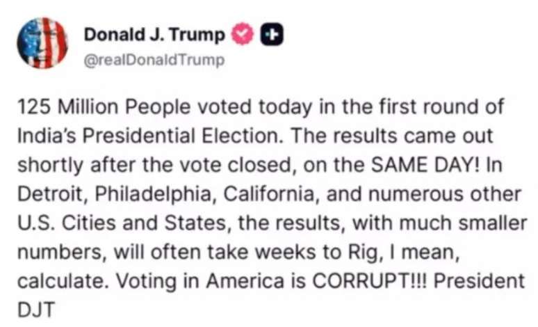 Trump volta a se pronunciar sobre eleição no Brasil: ‘muito acirrada’